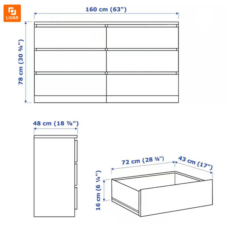 دراور شش کشو IKEA مدل MALM - Image 13