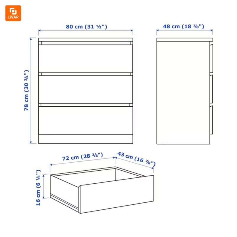 ست میز دراور IKEA مدل MALM - Image 6