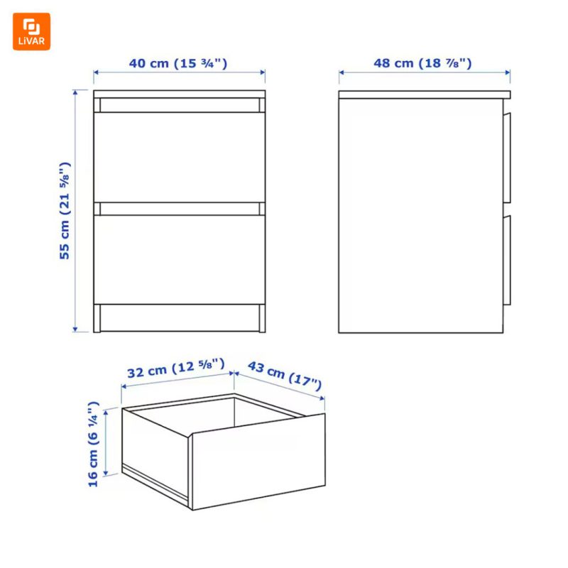 ست میز دراور IKEA مدل MALM - Image 7
