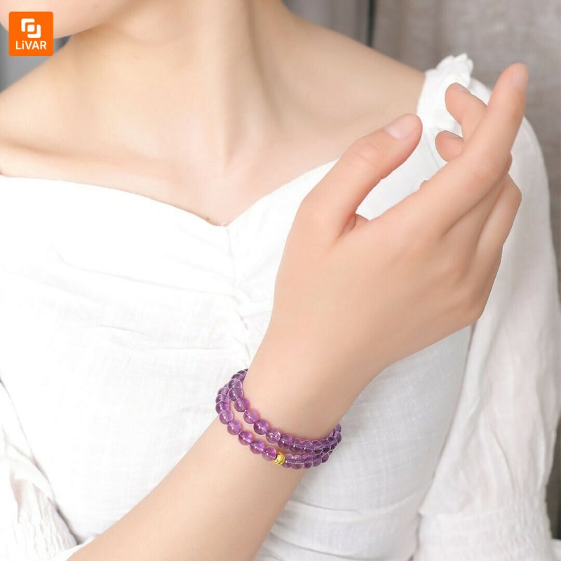 دستبند سنگ آمیتیست و طلا Life - Image 4