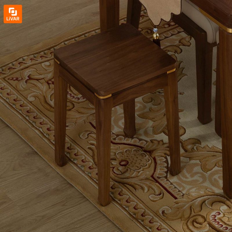 چهارپایه چوبی و برنزی - Image 3
