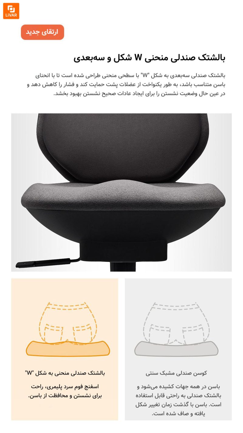 صندلی اداری پشتیبان کمر پنوماتیک BeiKr C1X - Image 17