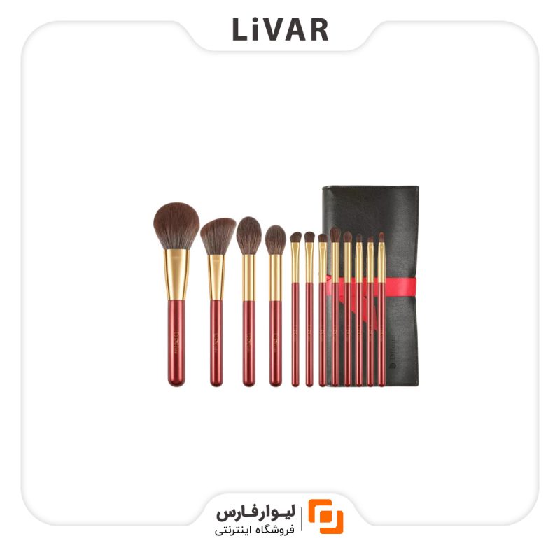 livarfars Ducare Agate Red Makeup Brush1 مجموعه قلم آرایشی دست ساز Ducare