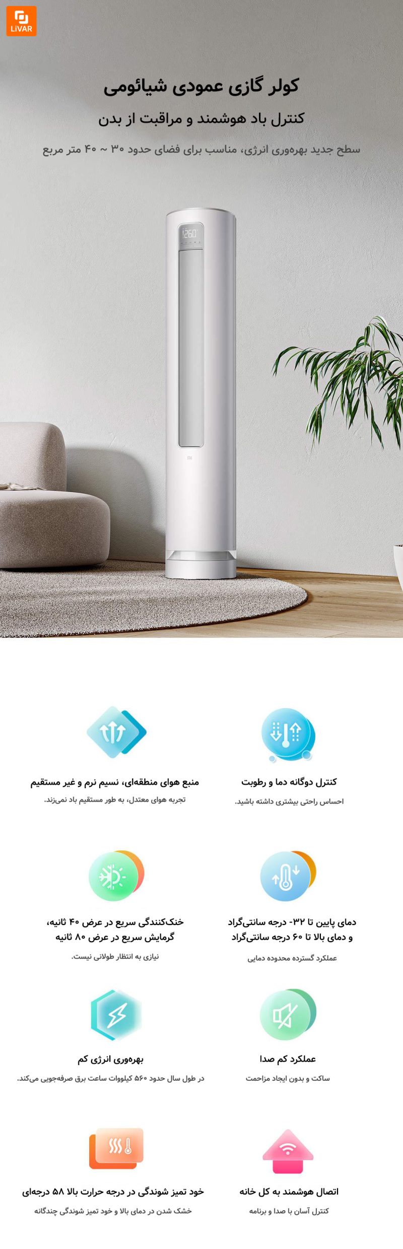 کولر گازی عمودی شیائومی 3HP سطح جدید ۱ - Image 6