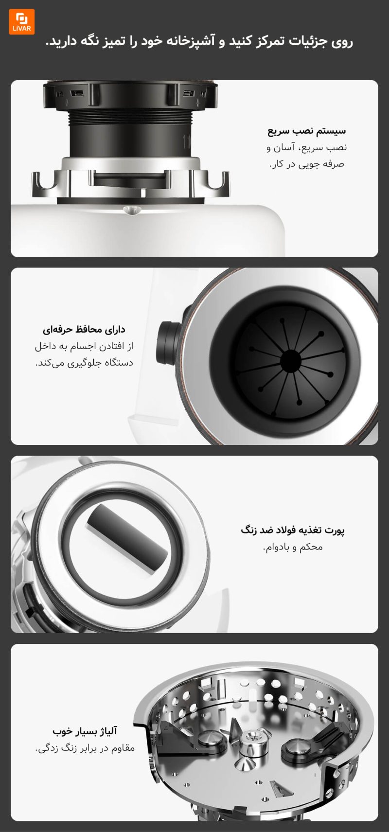 دستگاه دفع زباله مواد غذایی Meishijie شیائومی - Image 15