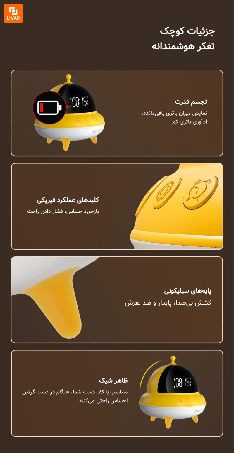 ساعت زنگ‌دار و چراغ ‌خواب Dangdang UFO A1 - Image 21